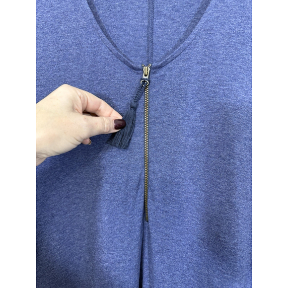 Soft Surroundings 1/4 Zip Tassel Maxi Dress Medium Blue A-line Boho Resort Beach - Picture 7 of 9